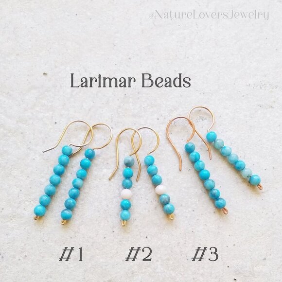 Aqua Larimar ~ Beaded Stick Earrings! Beachy, Boho, Playful, Versatile + Chic - Picture 6 of 7